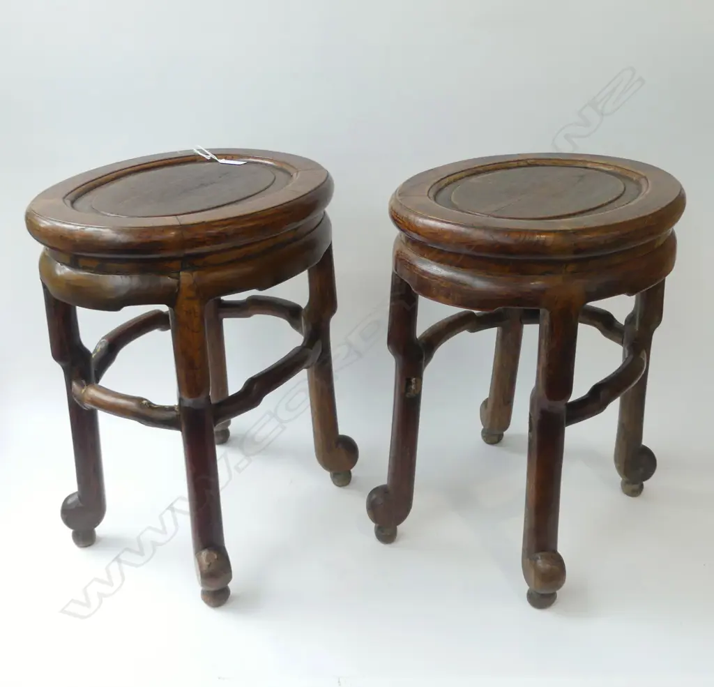 PR ORIENTAL WOODEN STOOLS (1 STRETCHER MISSING) 415x330x485mm Image 1++