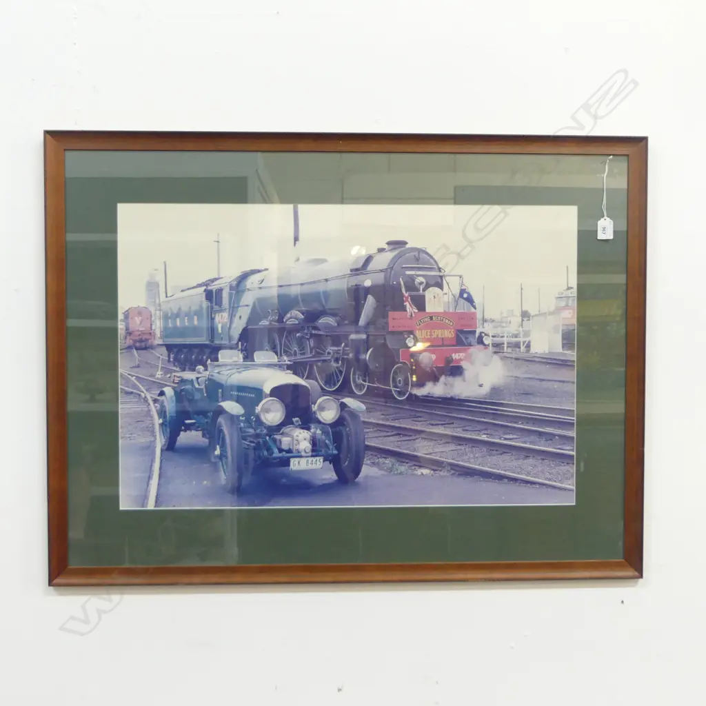LG PHOTO PRINT; VINTAGE BENTLEY & FLYING SCOTSMAN TRAIN 500x750mm  Image 1++