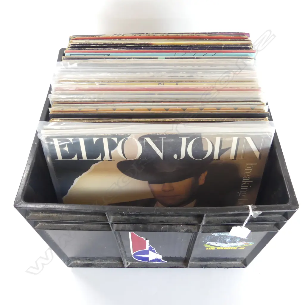 BOX 1960'S/1970'S LP RECORDS: ELTON JOHN + SPANDAU BALLET + THE CURE + SPLIT ENZ ETC Image 1++