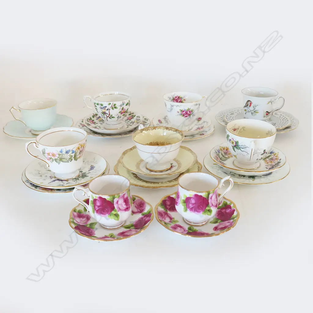 2 ROYAL ALBERT OCR CUPS & SAUCERS & 7 FINE CHINA TRIOS Image 1++