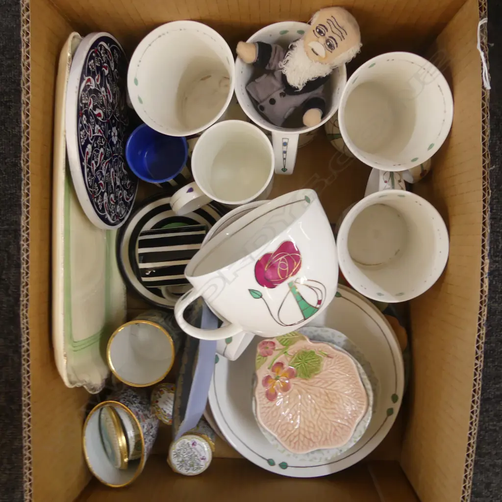 BOX LOT CHINA MUGS C/S  ETC & SMALL PCS ENAMEL Image 1++