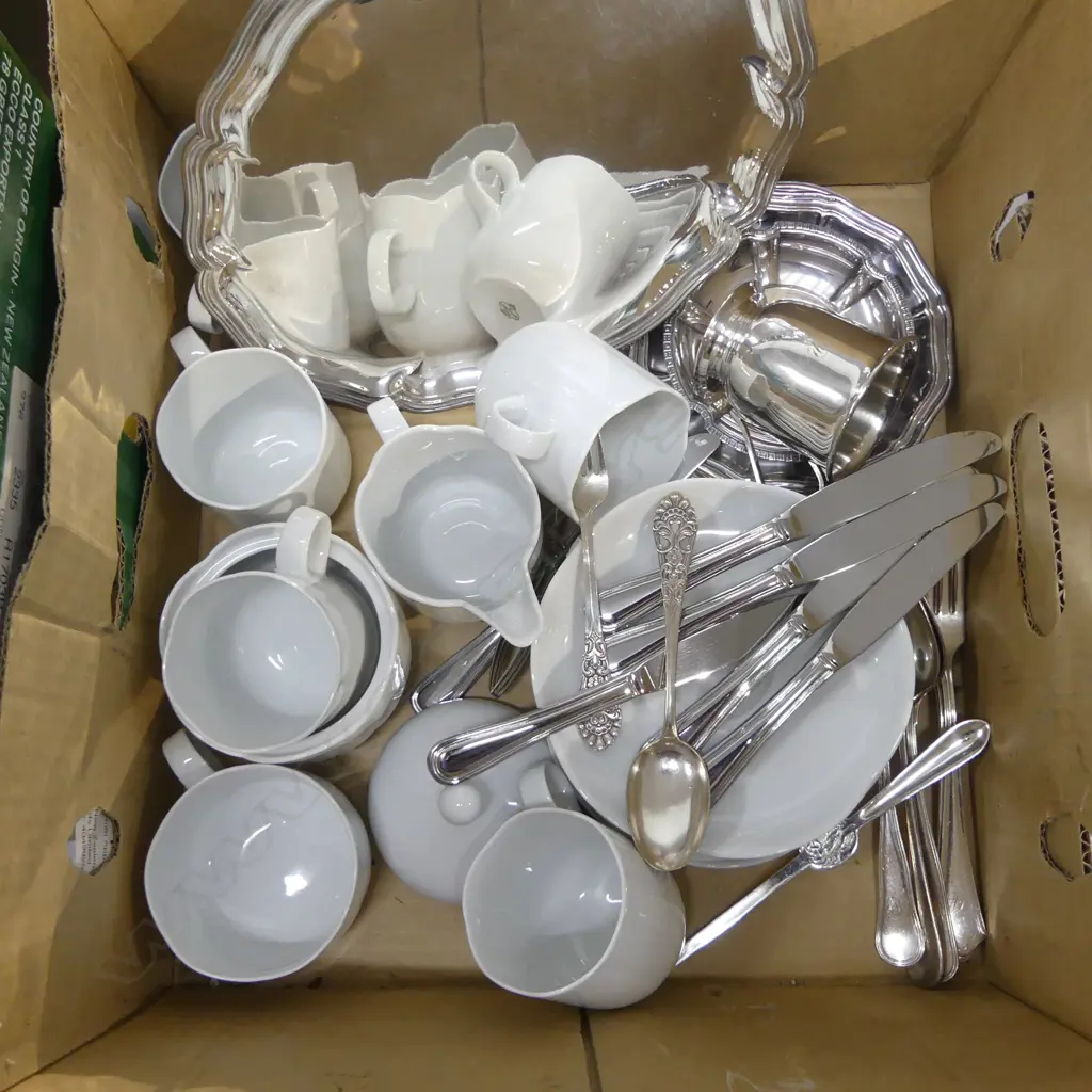 WHITE GERMAN COFFEE SET, ASST. SILVER PLATE Image 1++