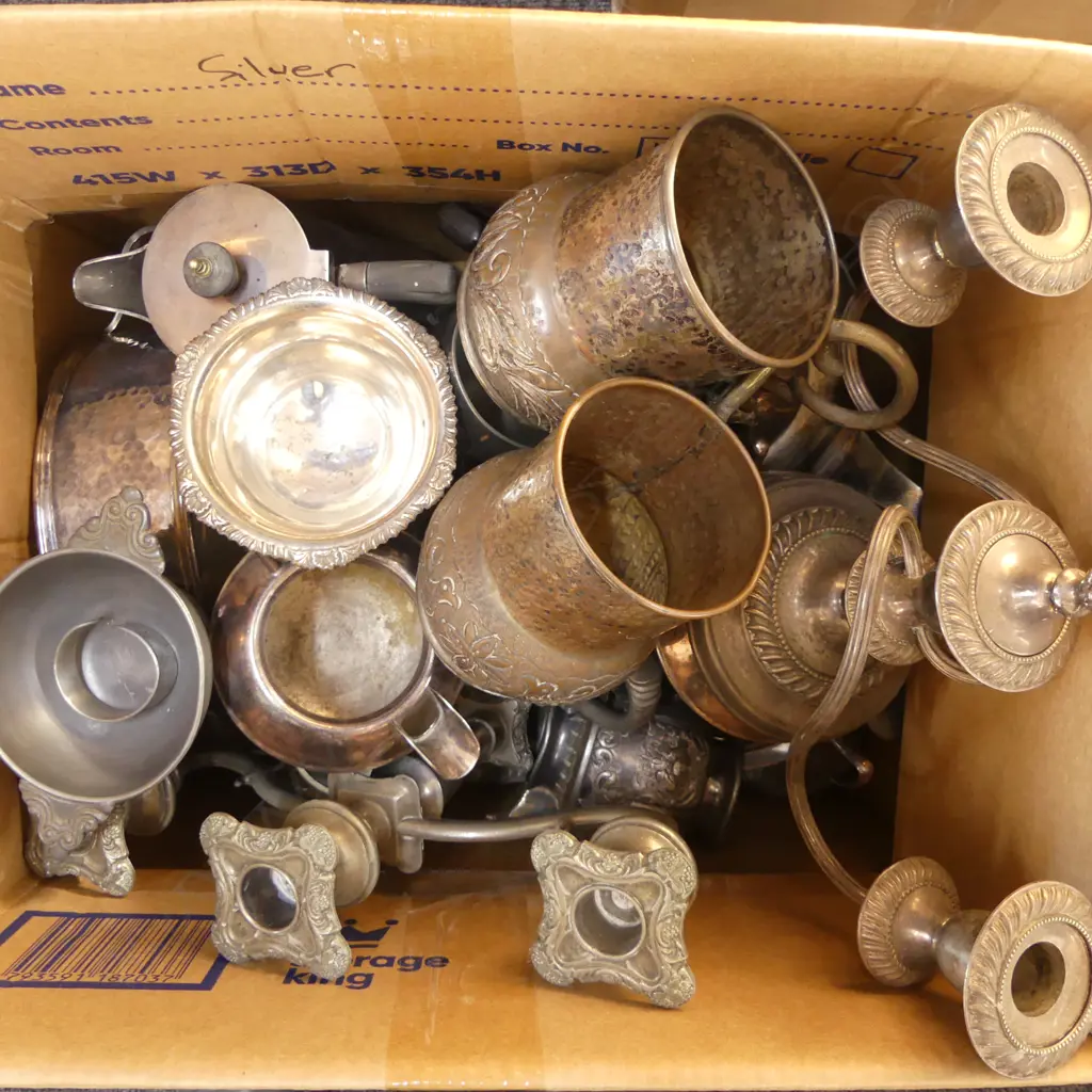 LARGE BOX LOT OF MIXED EP & PEWTER Image 1++