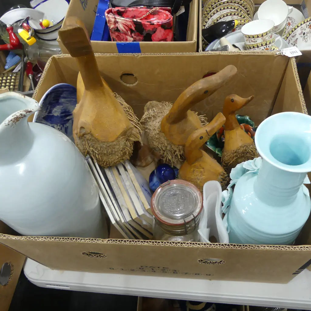 ASST. DELFT, 2 LG CELADON VASES, WOODEN DUCKS ETC Image 1++
