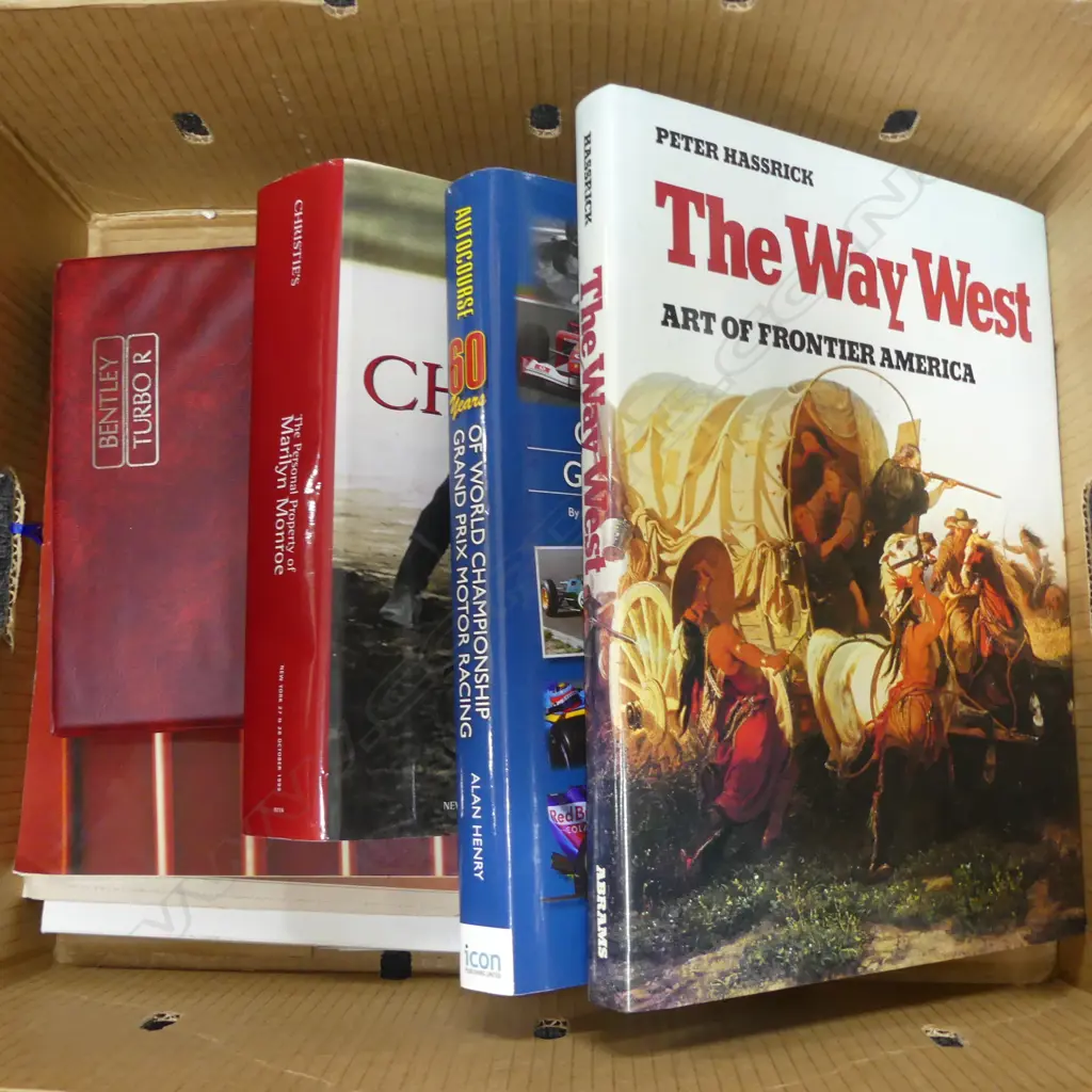 BOX LOT REF  CAR REF BOOKS BENTLEY ETC MARILYN MONROE  THE WAY WEST ETC Image 1++