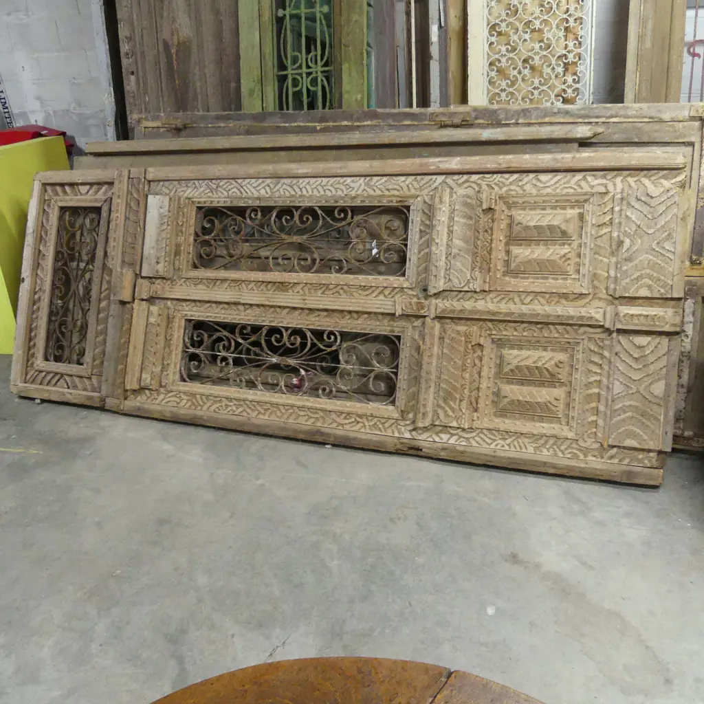 PR LGE EUROPEAN RUSTIC COUNTRY HOUSE DOORS w. WROUGHT IRON INSETS 3350x1270mm Image 1++