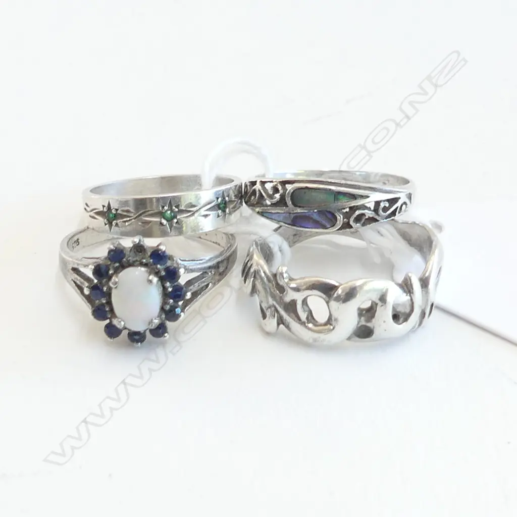 4 SILVER & GEM SET RINGS Image 1++