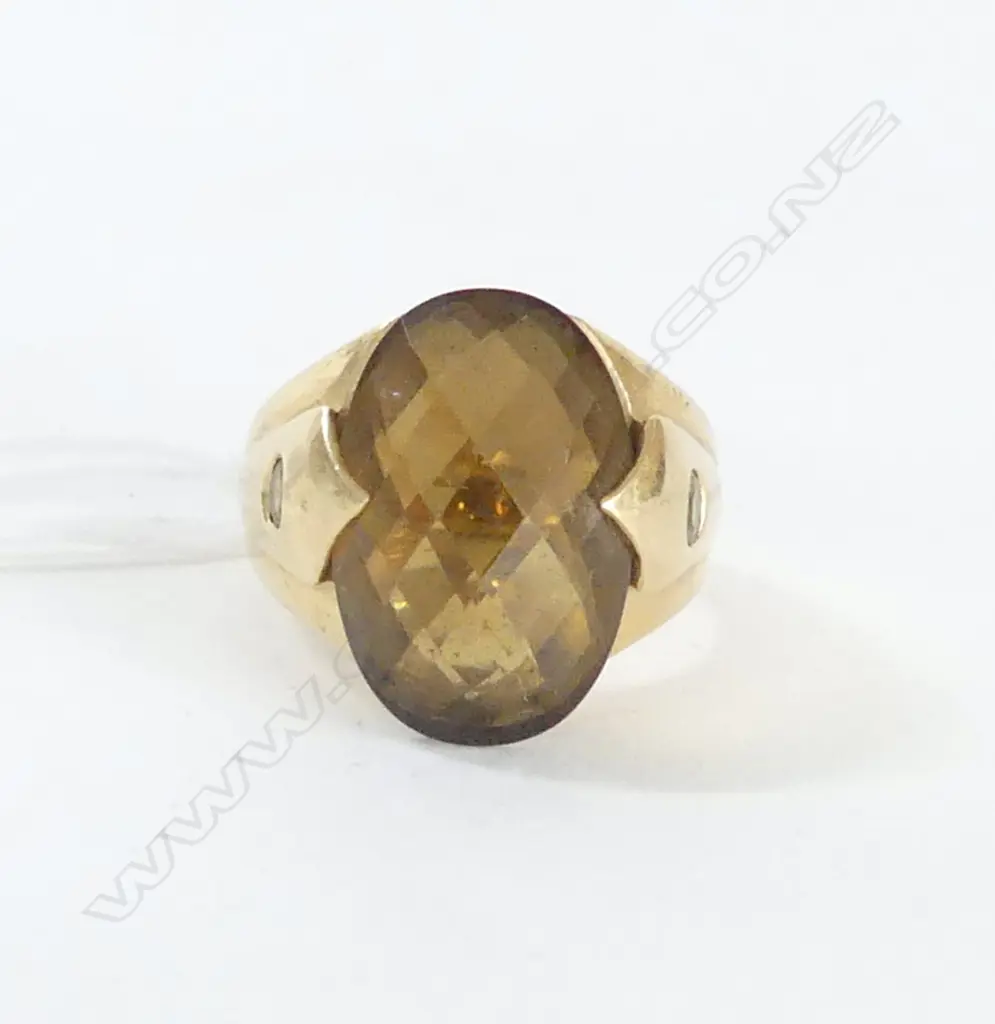 14CT GOLD AND CITRINE RING 8.61gm  SIZE L 1/2 Image 1++