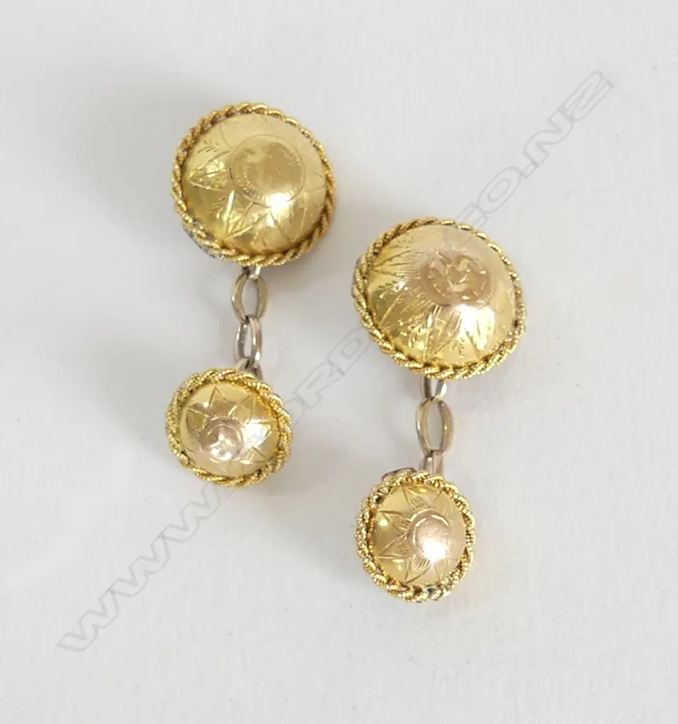 PR 9ct & 18ct CUFFLINKS 5.4gms Discs testing 18ct chain links 9ct Image 1++