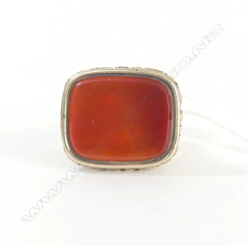 VICTORIAN GOLD PLATED FOB SEAL carnelian panel uncut Image 1++