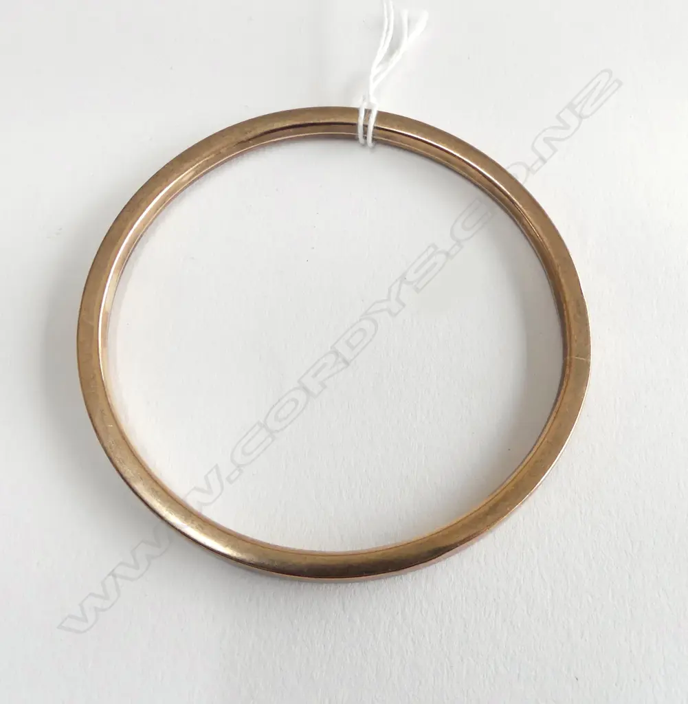 9ct ROSE GOLD HOOP BANGLE flat top 9.7gm. Dia.85mm. Image 1++