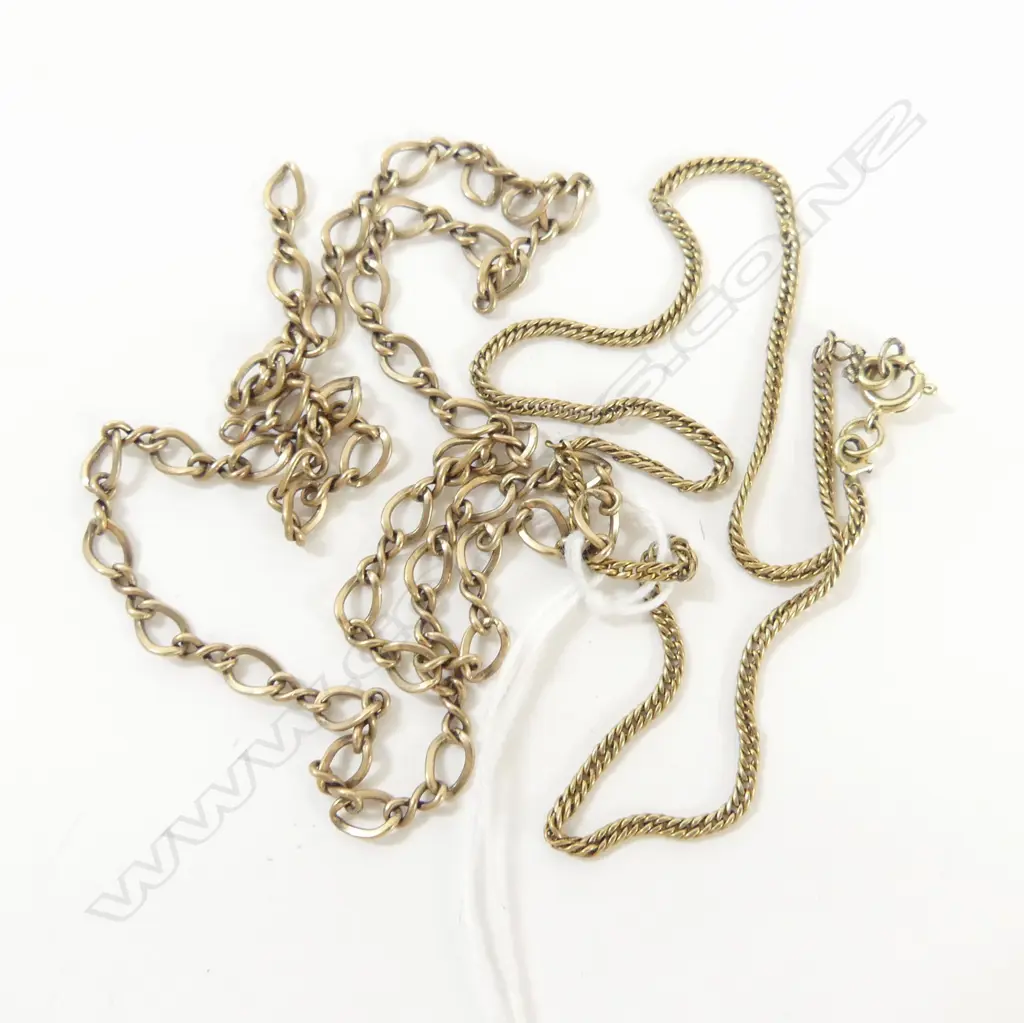 2 9ct YELLOW GOLD CHAINS 1 w no catch some faults 11.95gms Image 1++