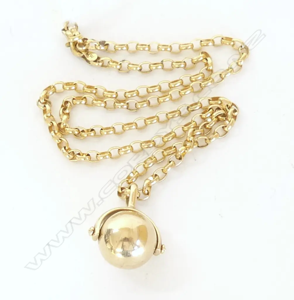 9ct NECKLACE w. SPINNER PENDANT 12.0gms Image 1++