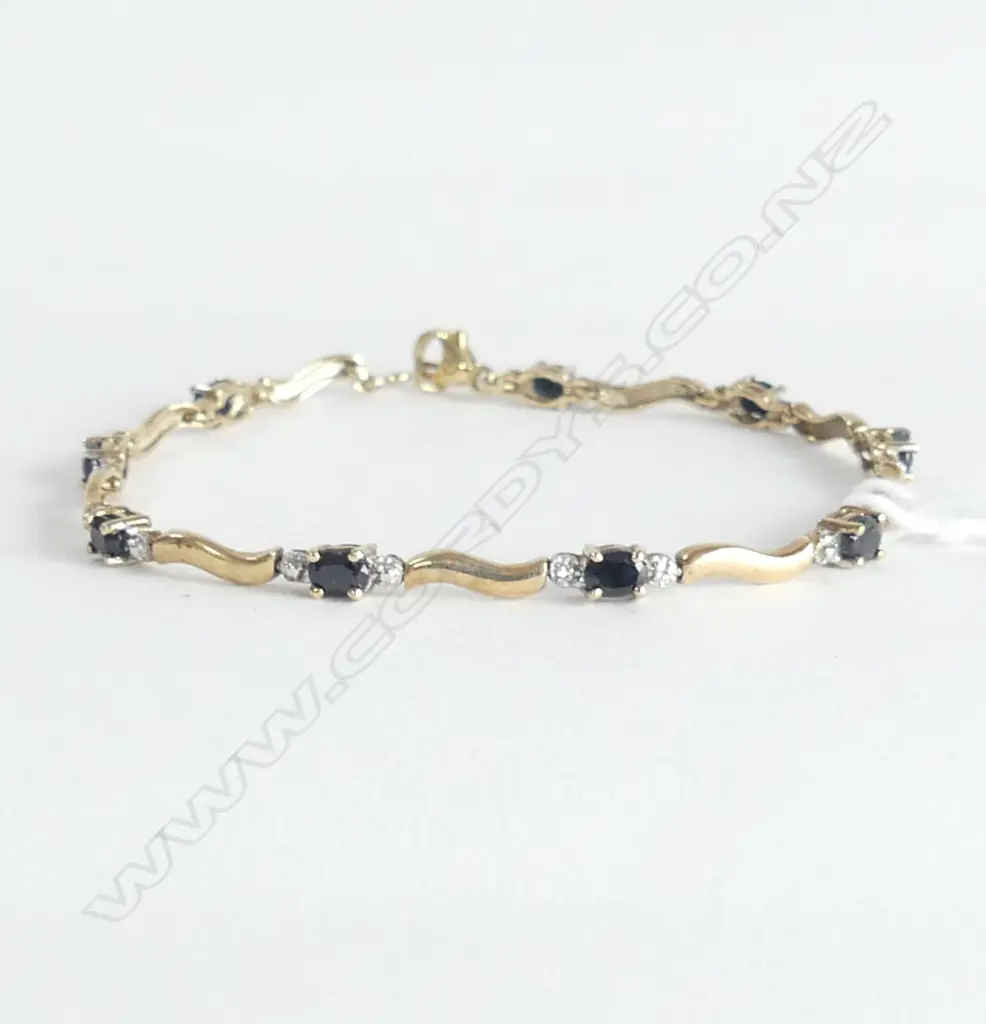 9CT SAPPHIRE BRACELET L.175mm 4.5gms w. valuation Image 1++