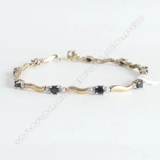 9CT SAPPHIRE BRACELET L.175mm 4.5gms w. valuation