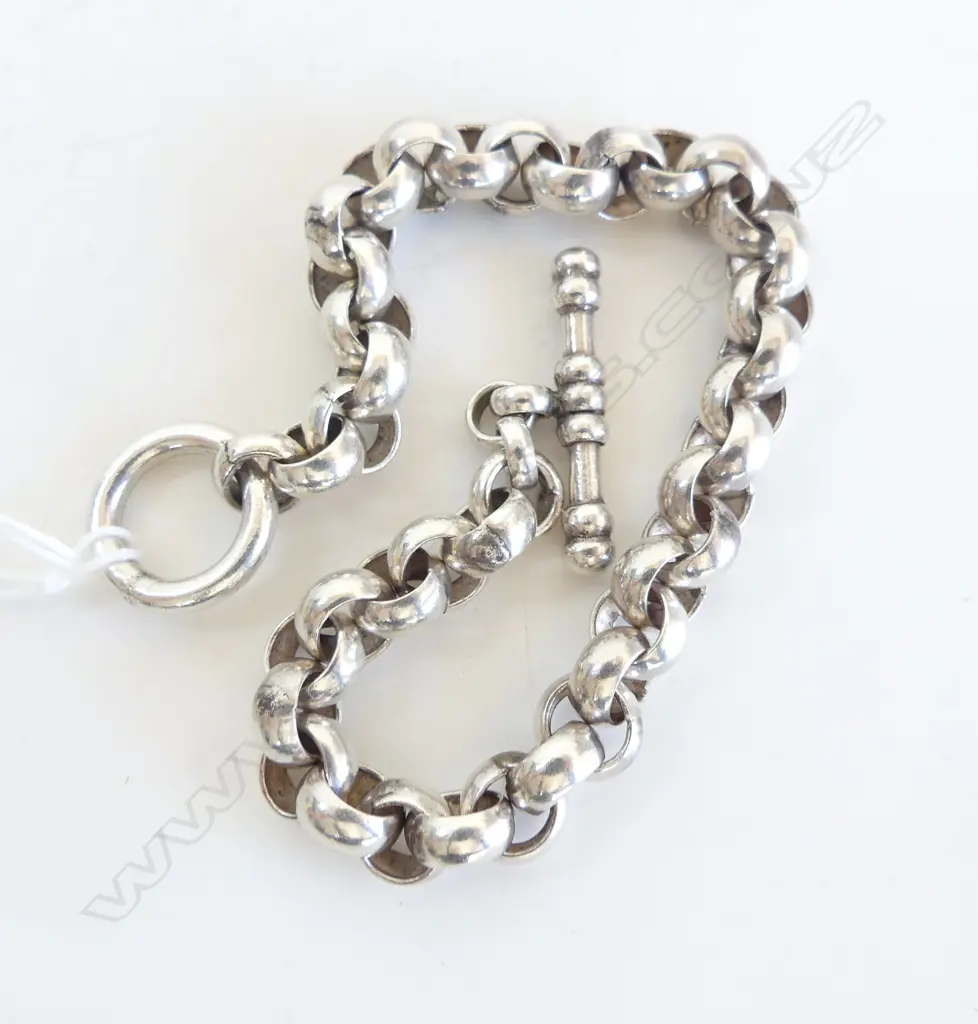 STG SILVER BELCHER LINK BRACELET L.240mm 38.8gms Image 1++