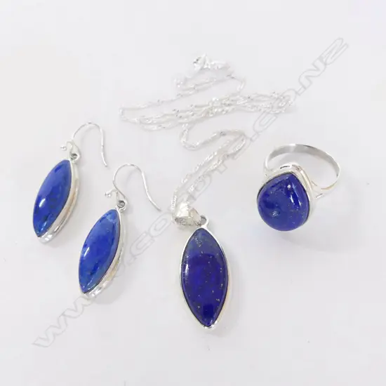 STG & LAPIS SUITE: RING, PENDANT, PR EARRINGS