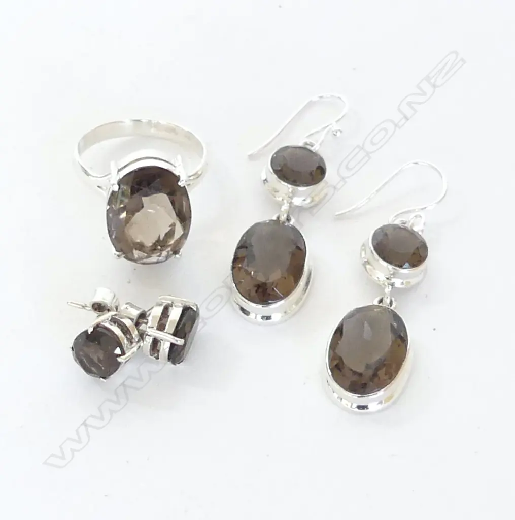 STG & SMOKY TOPAZ RING, PR EARRINGS & PR STUDS Image 1++