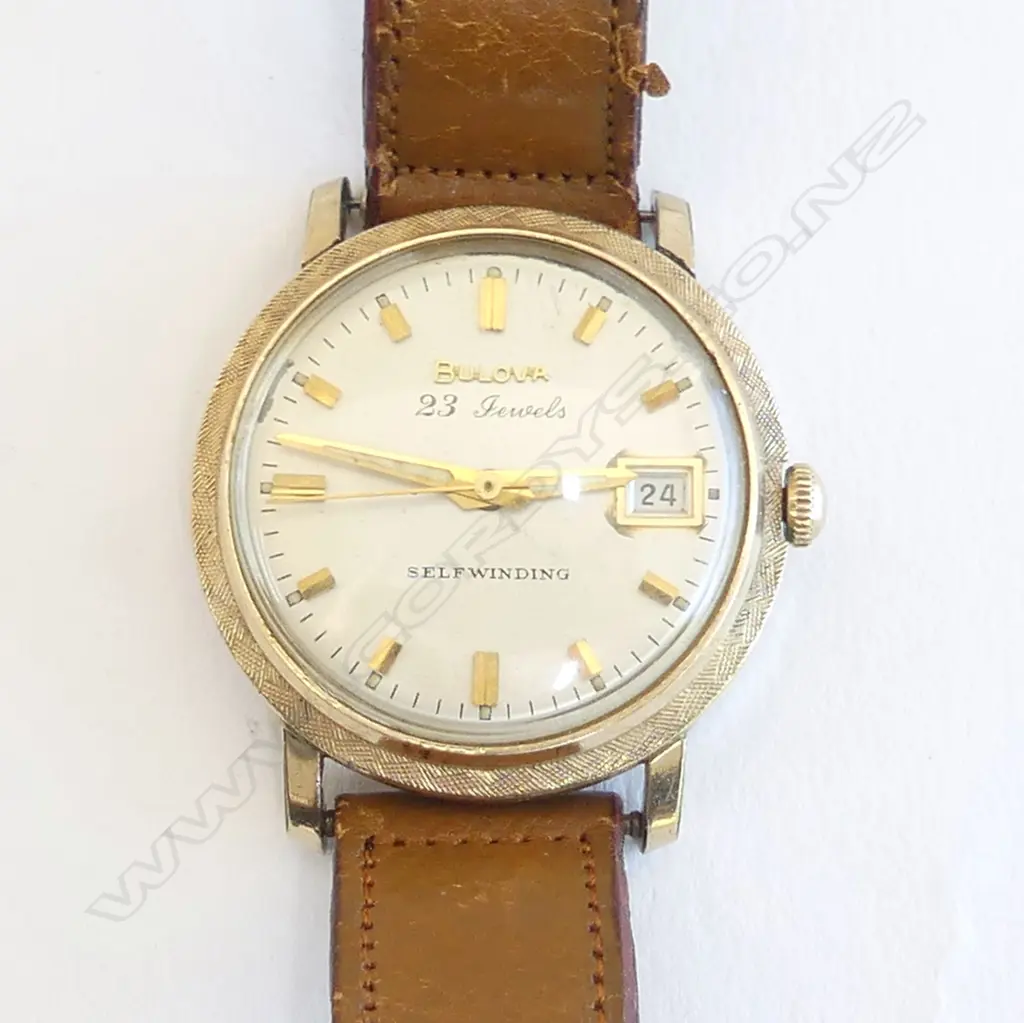 gold plated GENT'S AUTOMATIC BULOVA WRISTWATCH 23 jewel movement running Image 1++