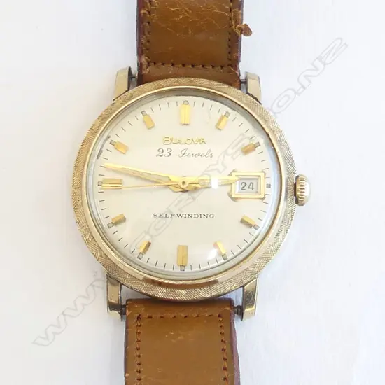 gold plated GENT'S AUTOMATIC BULOVA WRISTWATCH 23 jewel movement running