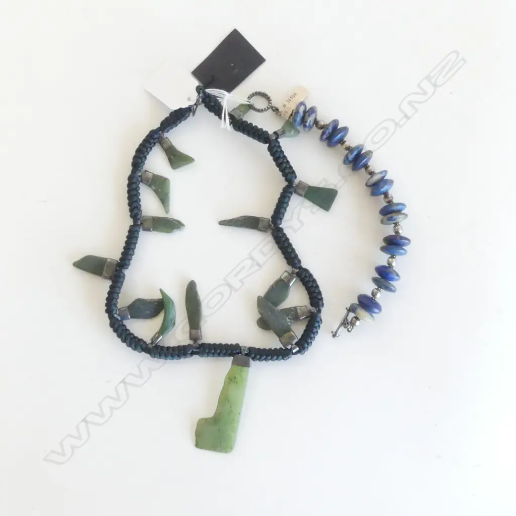 POUNAMU & SILVER? WOVEN NECKLACE by ANN AMBLER & LAPIS LAZULI & SILVER BRACELET, both new Image 1++