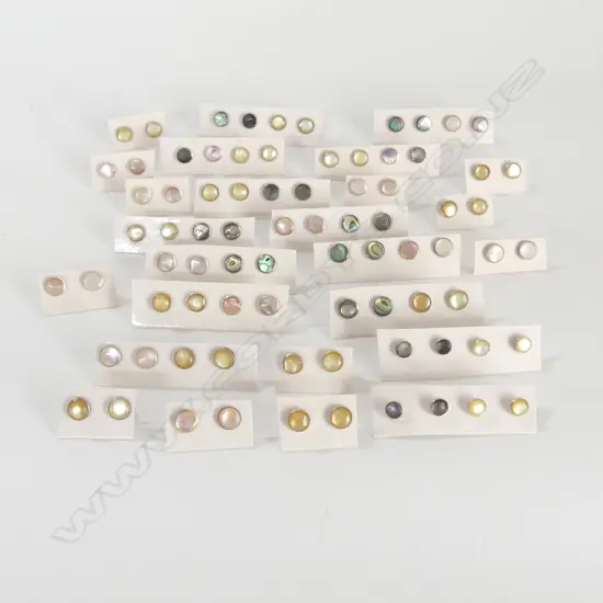 STG SILVER MOUNTED SHELL EAR STUDS (NEW OLD STOCK)