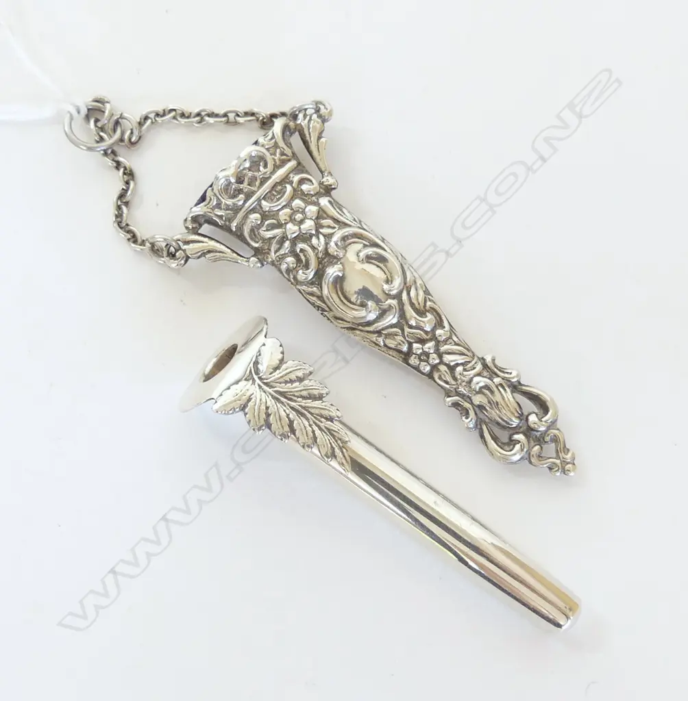 1 STG HALLMARKED POSY HOLDER + 1 STG SCISSOR HOLDER (Chatelaine) Image 1++