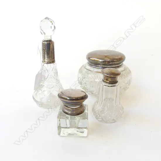 4 ASST. STG & CRYSTAL CONTAINERS H.140mm