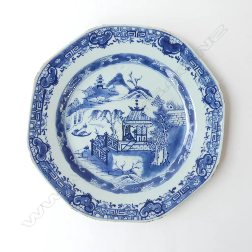 ANTIQUE CHINESE B/W PLATE 230mm dia RIM FRITS Image 1++
