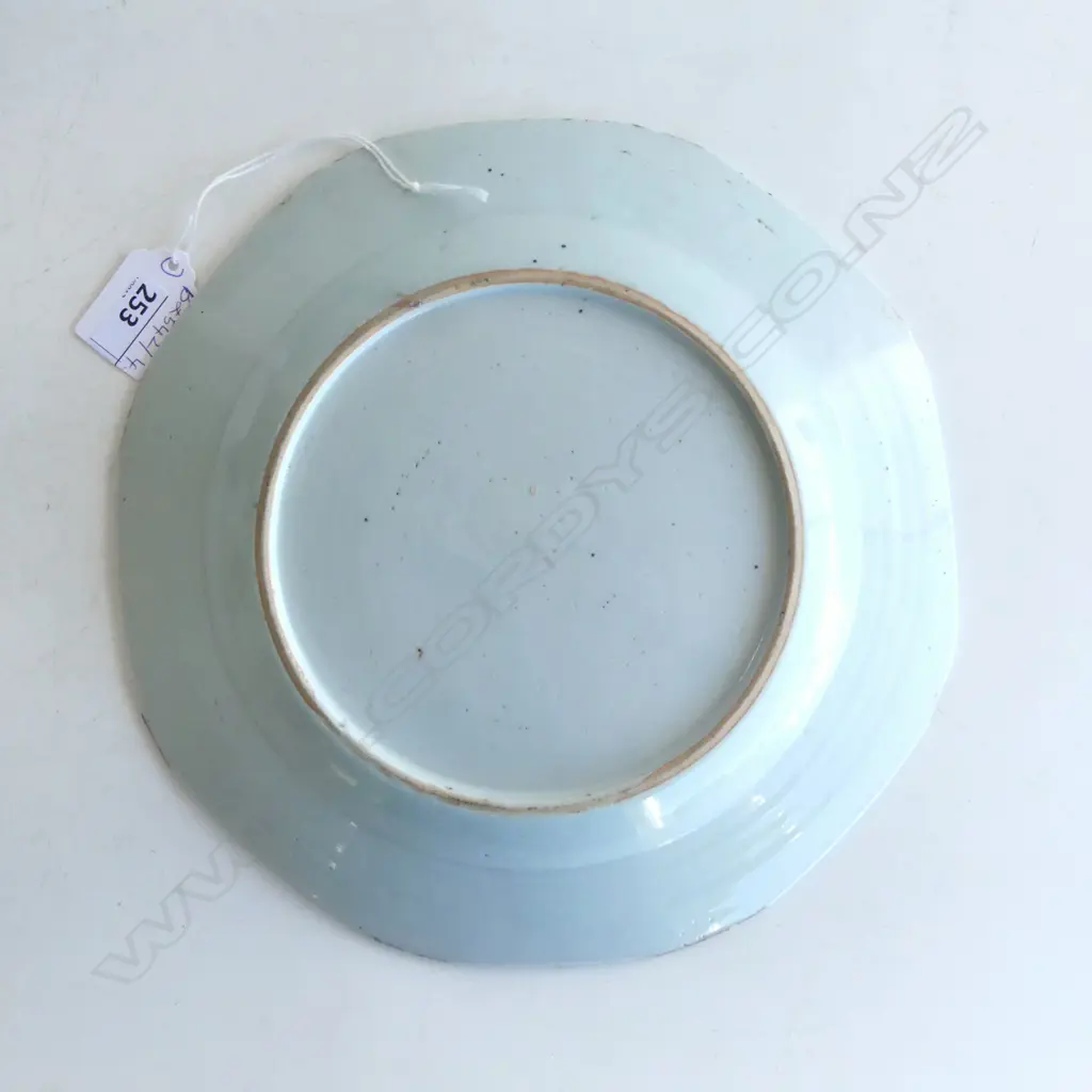 ANTIQUE CHINESE B/W PLATE 230mm dia RIM FRITS Image 1++