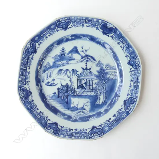 ANTIQUE CHINESE B/W PLATE 230mm dia RIM FRITS