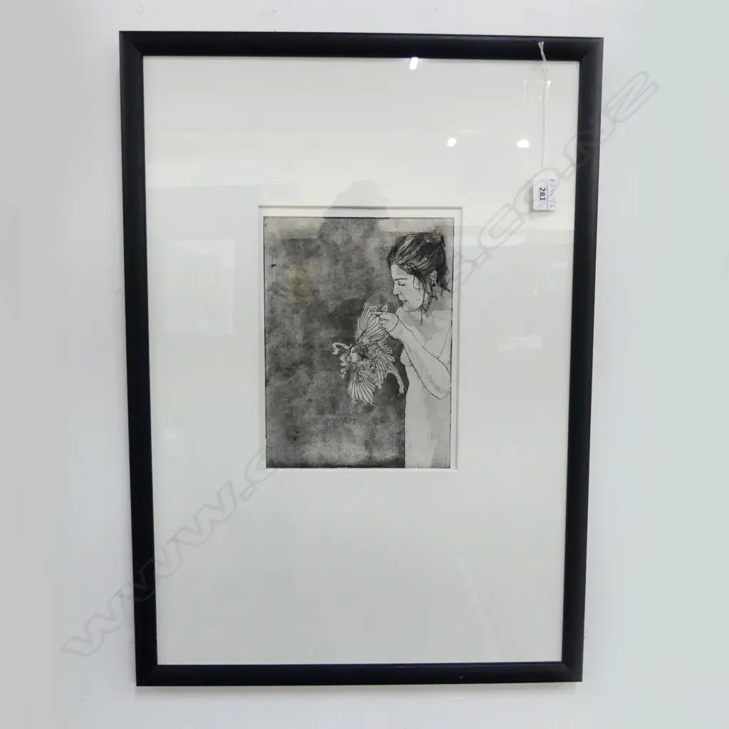 ARTIST UNKNOWN, BLACK & WHITE ABSTRACT ETCHING, 250x190mm Image 1++