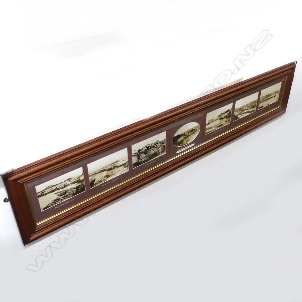 7 OLD FRAMED PHOTOGRAPHS OF AUCKLAND C.1850-70 340x1710mm Image 1++