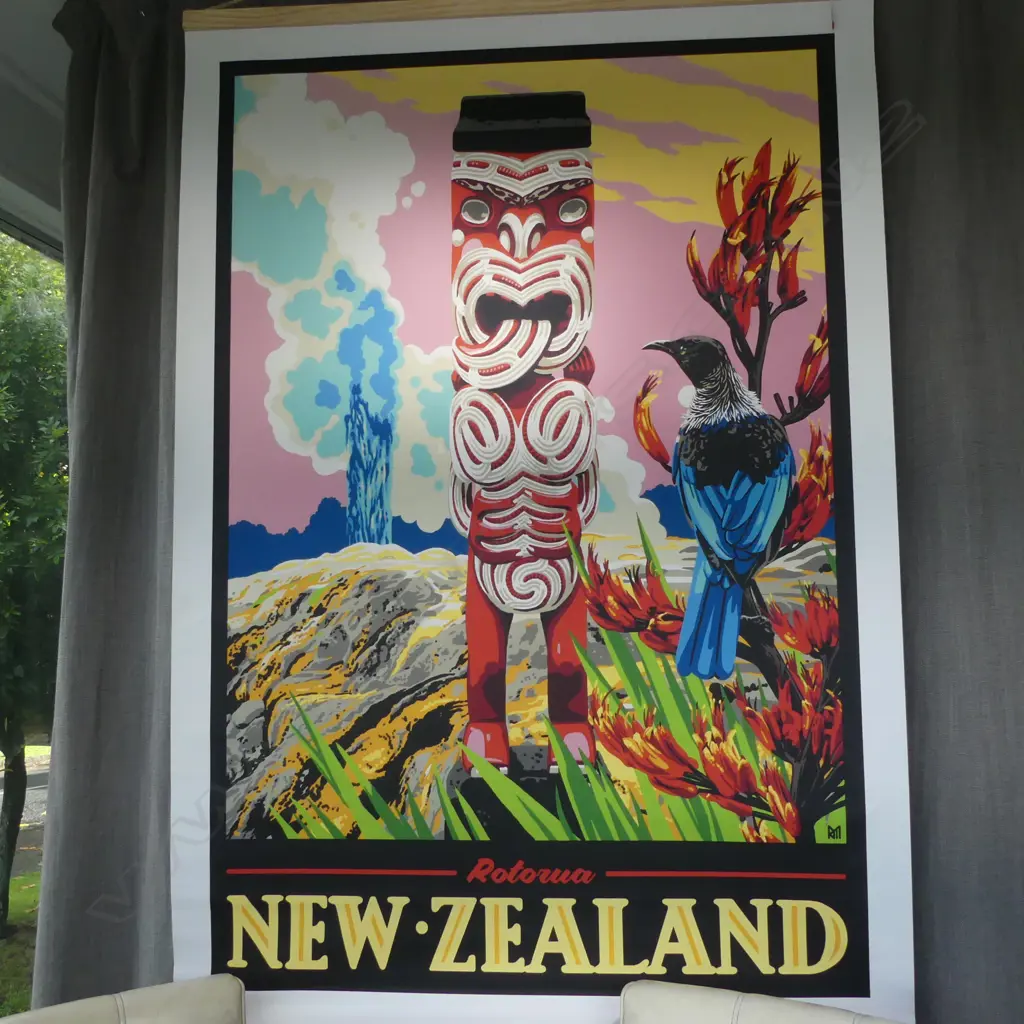 MODERN KIWIANA TRAVEL POSTER PRINT WALL HANGING 'ROTORUA' 1650x1100mm* Image 1++