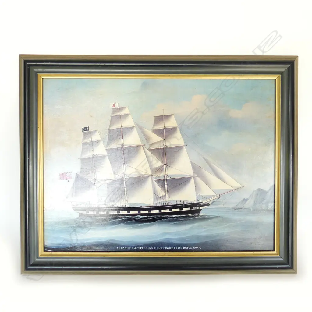 SAILING SHIP ART PRINT; 'BARQUE TROAS' 445x600mm Image 1++
