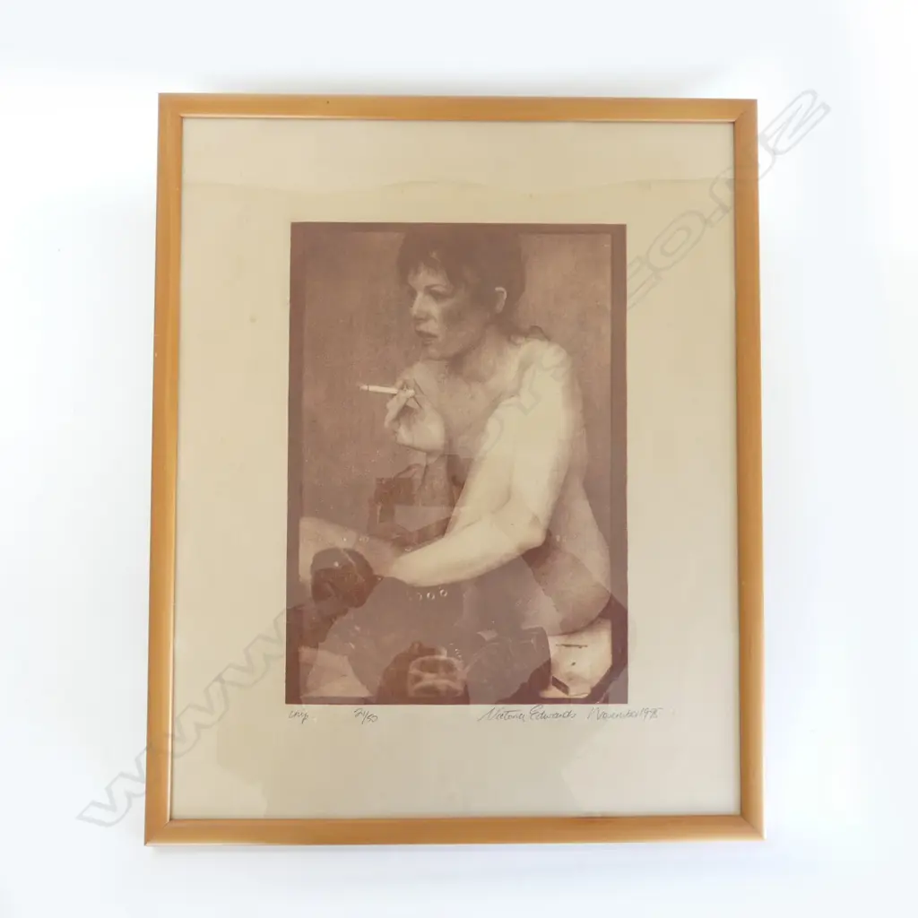 VICTORIA EDWARDS, UNTITLED SMOKING, PHOTOLITHOGRAPH 21/50, SIGNED & DATED 1975, 400 x 280mm Image 1++