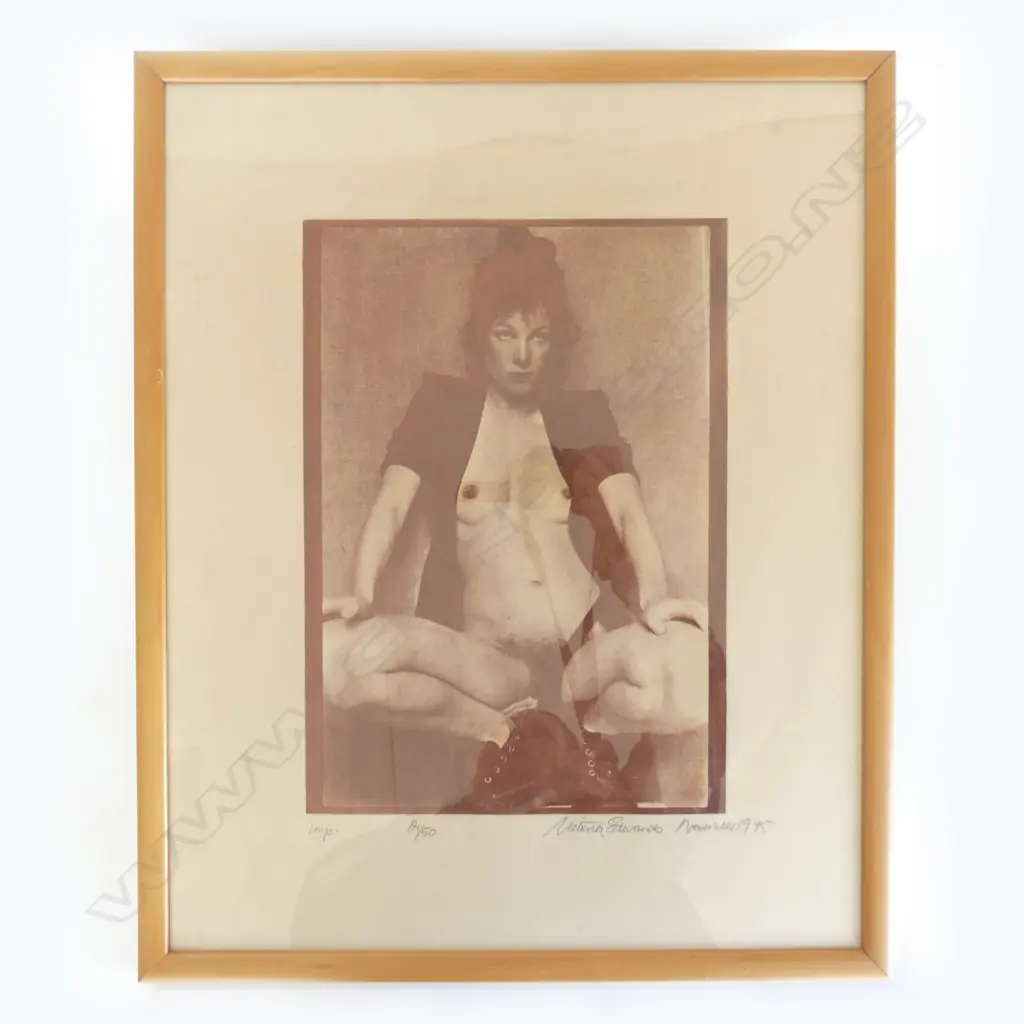 VICTORIA EDWARDS, UNTITLED NUDE w OPEN JACKET, PHOTOLITHOGRAPH 21/50, SIGNED & DATED 1975, 400 x 280mm Image 1++