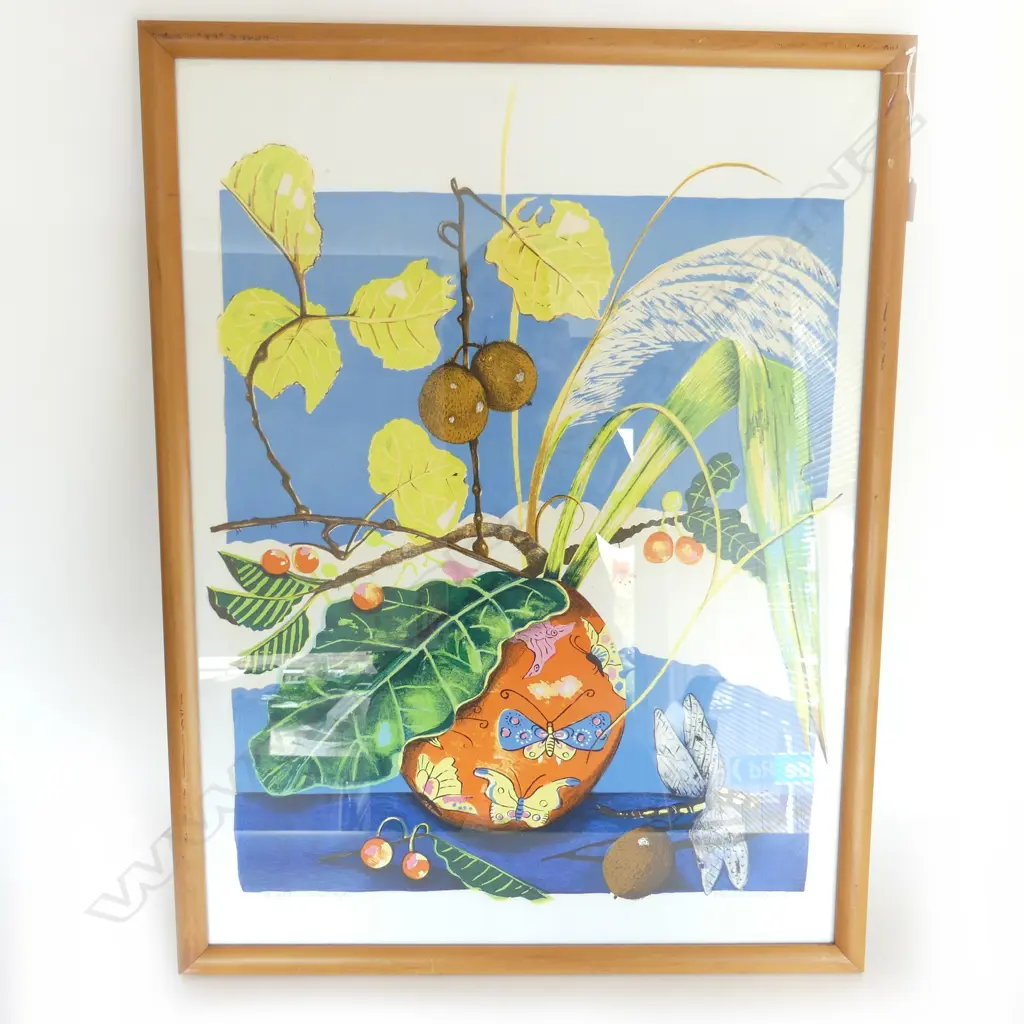 PAMELA WOLFE 'BUTTERFLY VASE' SCREENPRINT '94 16/80 745x555mm Image 1++