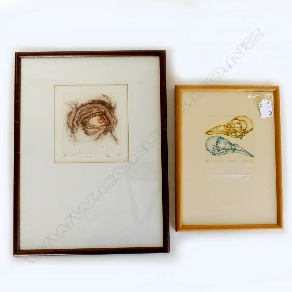 2 BARRY CLEAVIN PRINTS; 'EYE PIECE' 9/30 150x145mm, 'BIRDS AND A FEATHER' 1992 260x185mm Image 1++