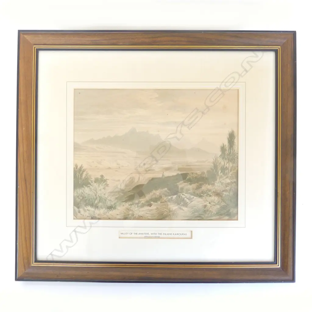 JOHN GULLY (1819 - 1888) 'VALLEY of the AWATERE', CHROMOLITHOGRAPH 1877, 300 x 370mm, (some foxing) Image 1++