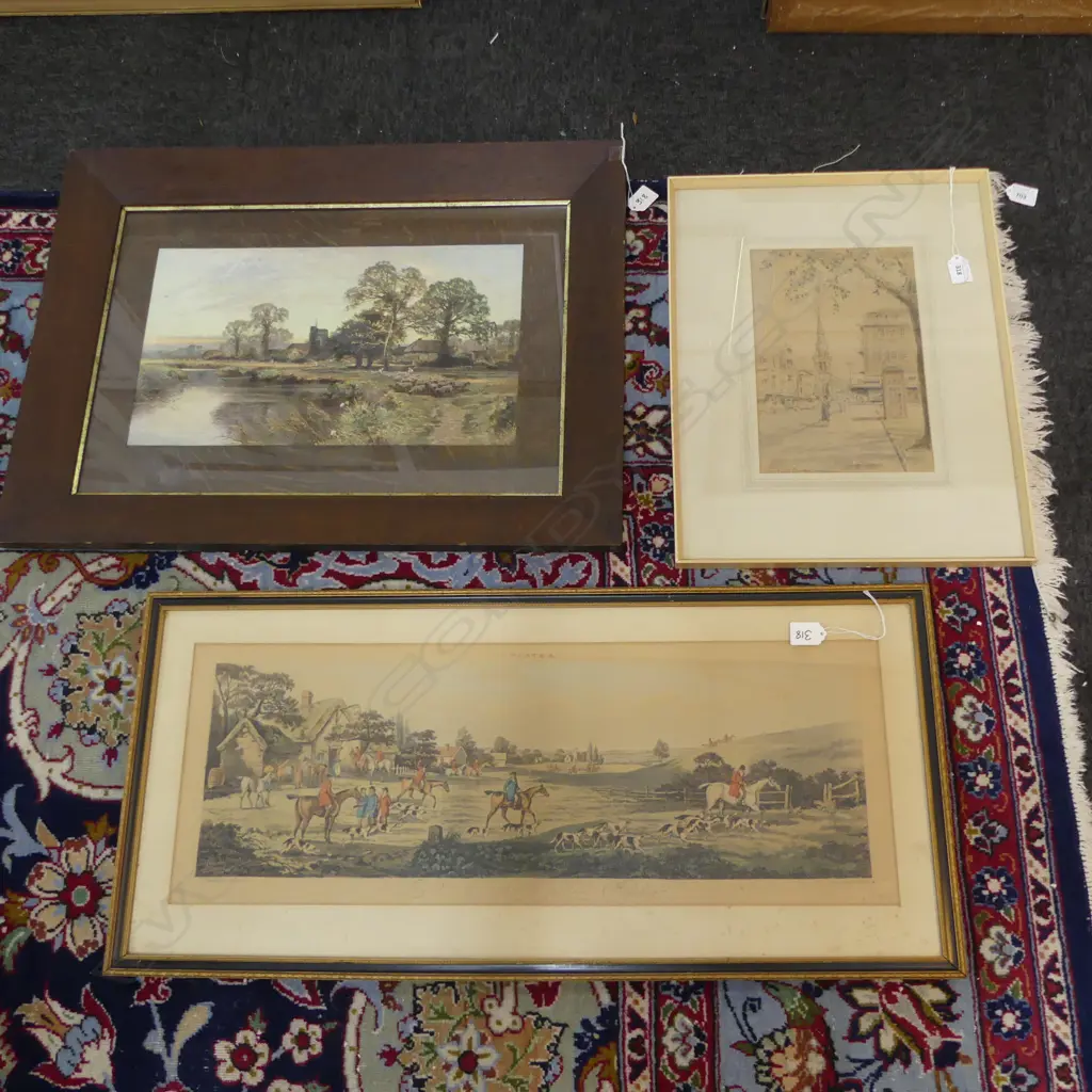 3 ARTWORKS; CRANLEIGH BARTON 'COLOMBO ST CHCH' WC 280x185mm, 2 LG PRINTS Image 1++