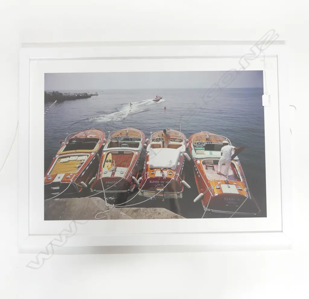 SLIM AARONS PRINT; 'WATERSKIIING HOTEL DU CAP' 405x610mm Image 1++