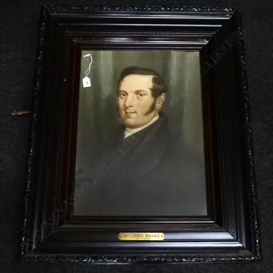 PRINT OF CAPTAIN JAMES WALLACE IN A BLACK WOODEN FRAME, 260 X 830mm