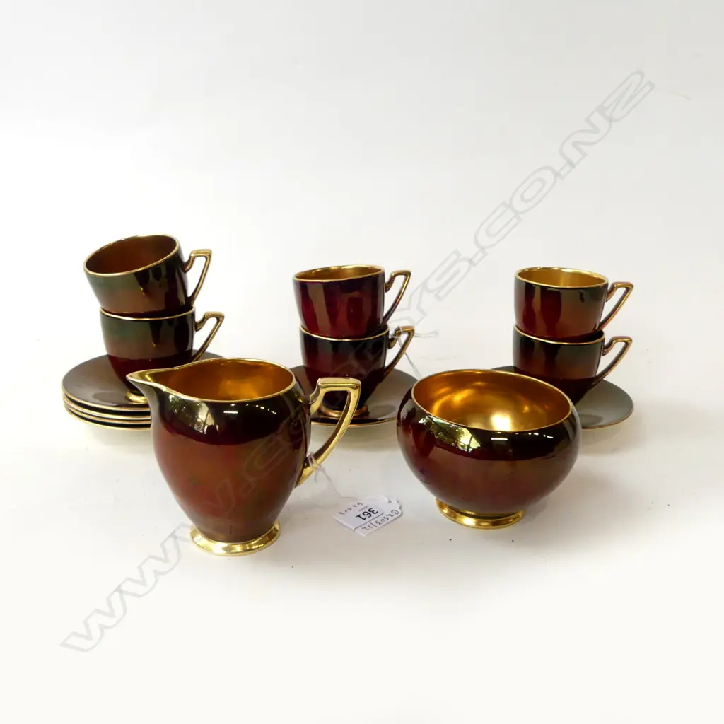 6 ROUGE ROYAL COFFEE CANS CREAM & SUGAR CARLTONWARE Image 1++
