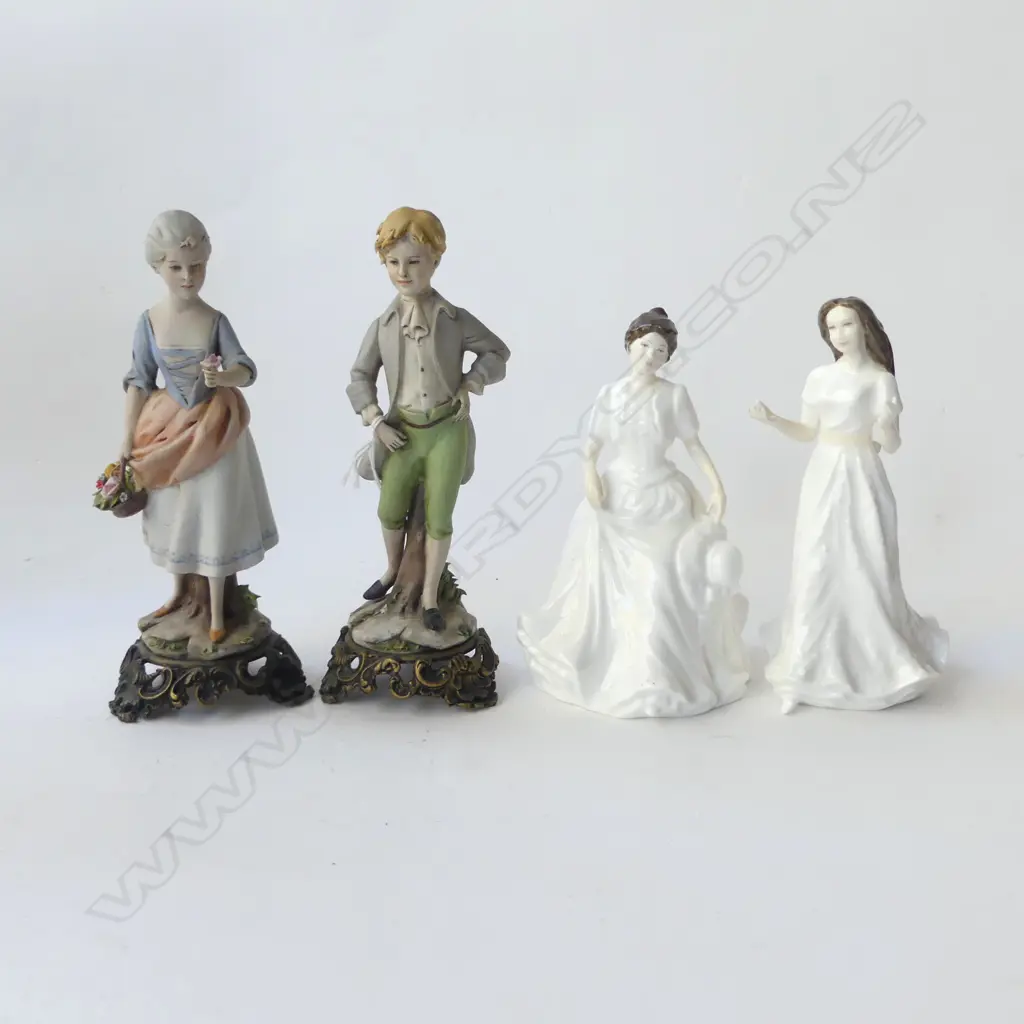 4 FIGURINES; 2 ROYAL DOULTON, 2 CAPODIMONTE H.185mm Image 1++