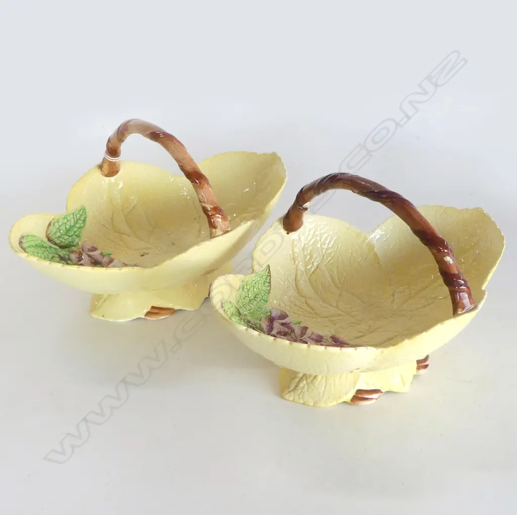 2 CARLTONWARE HOLLYHOCK YELLOW PAT BASKET DISHES L250MM Image 1++