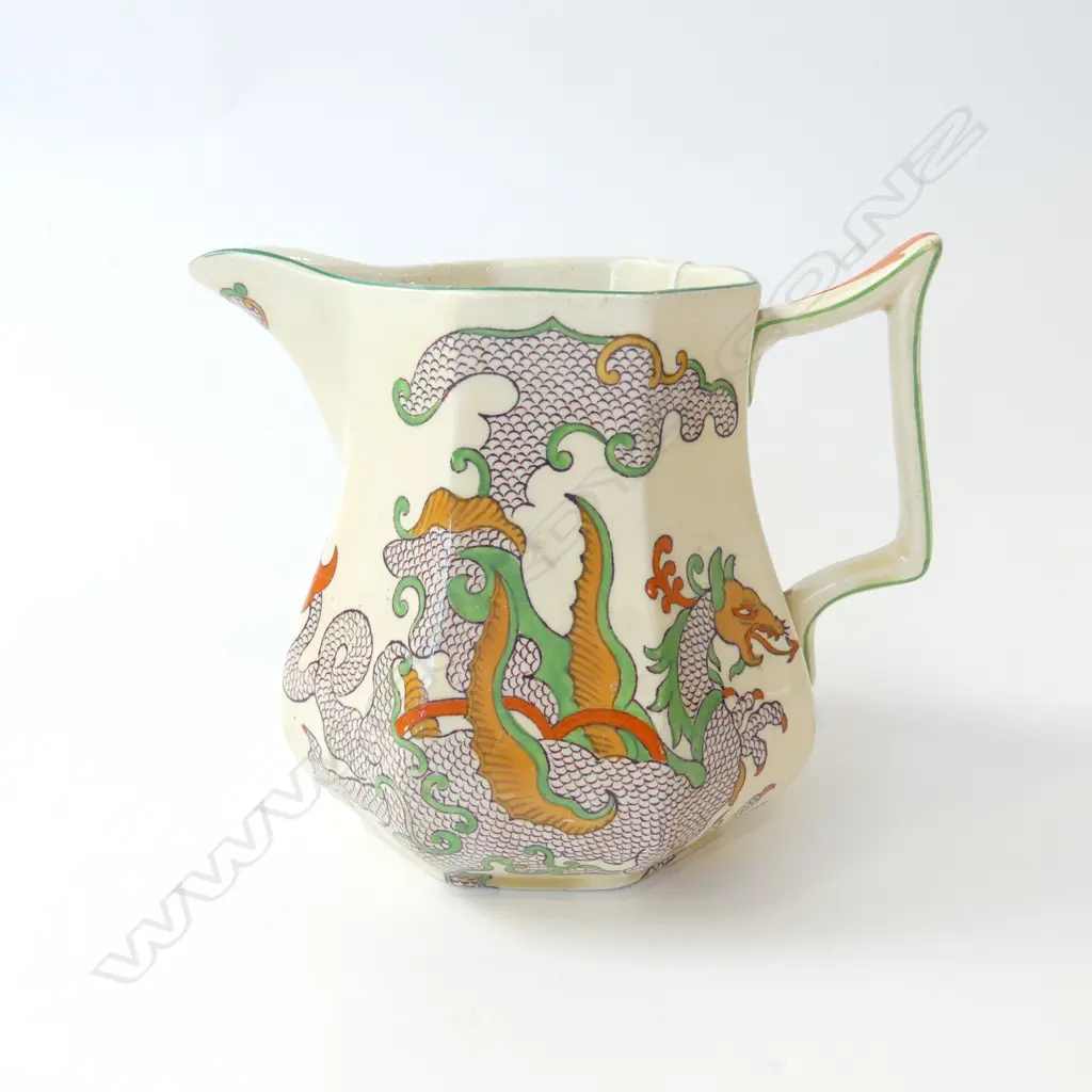 MASON’S IRONSTONE ANTIQUE DRAGON JUG OCTAGONAL SHAPE L.16CM H.13CM Image 1++