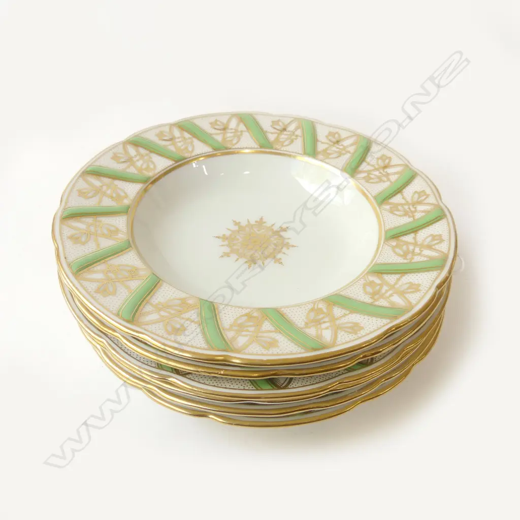 6 ANTIQUE GILDED BOWLS 225mm dia Image 1++