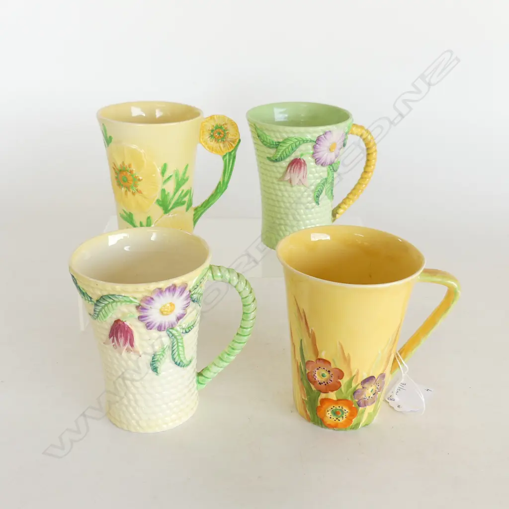 4 CARLTONWARE FLORAL MUGS H110MM Image 1++