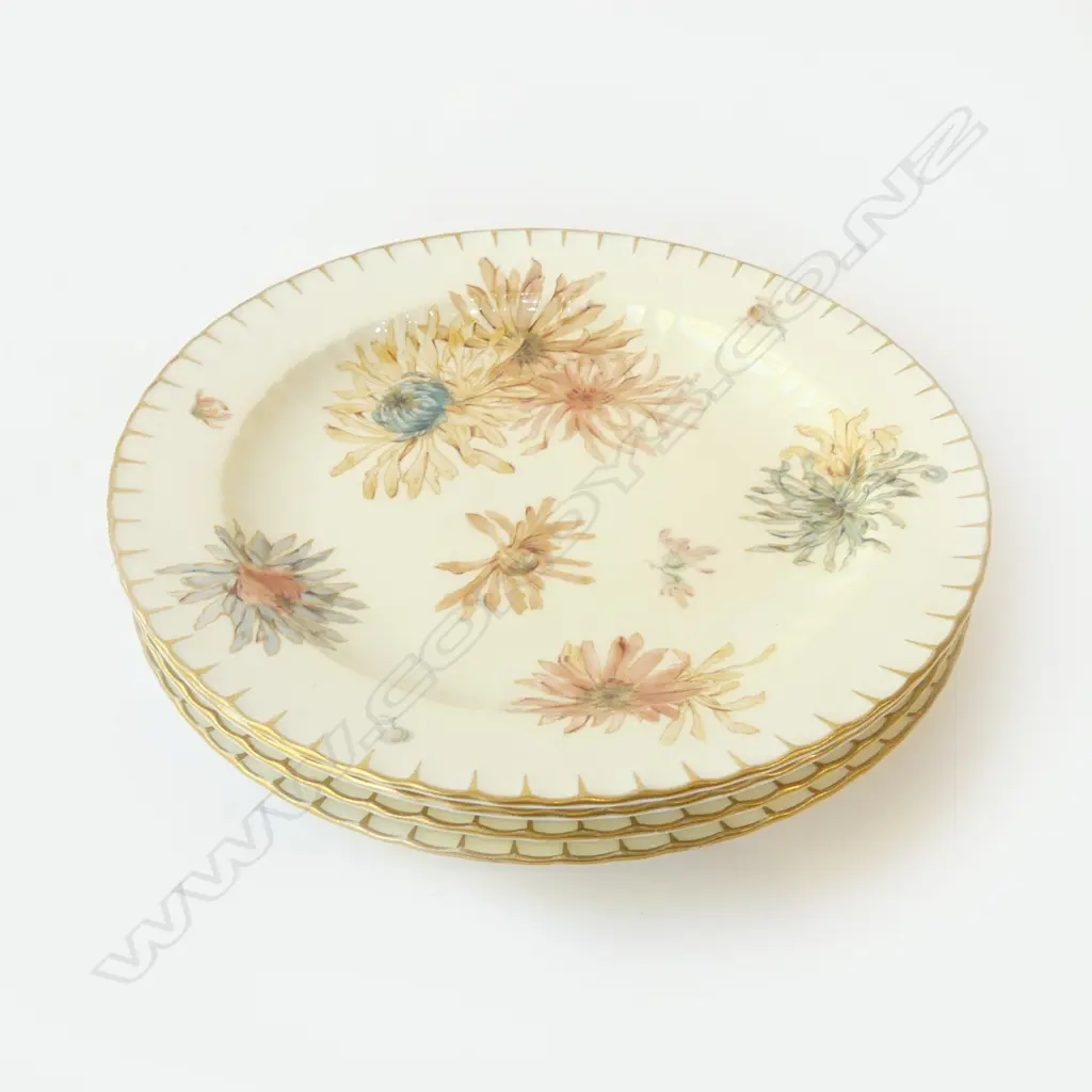 4 ROYAL CROWN DERBY HANDPAINTED 'HARROW' PLATES 225mm dia Image 1++